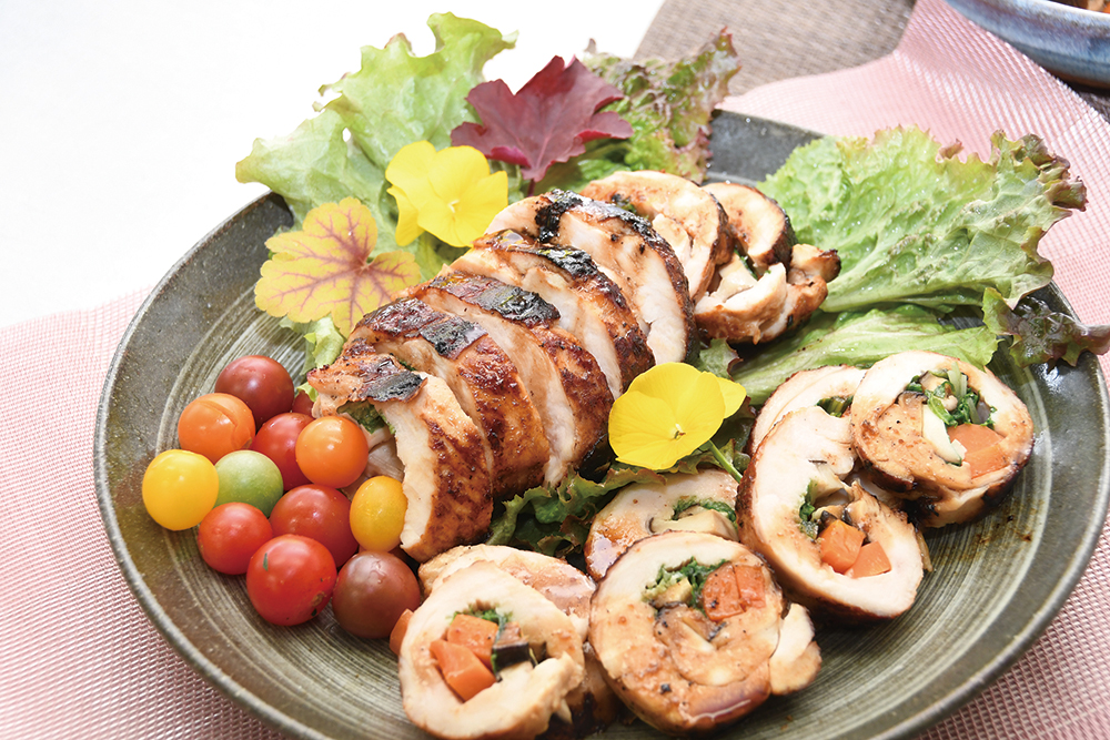 水菜を入れたチキンロール